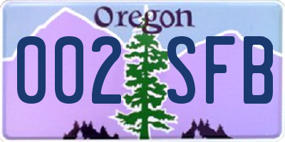 OR license plate 002SFB