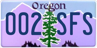 OR license plate 002SFS
