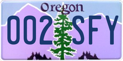 OR license plate 002SFY