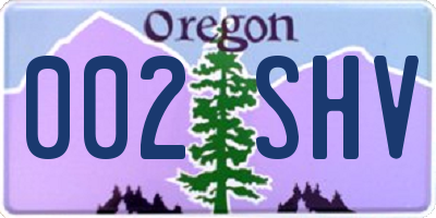OR license plate 002SHV