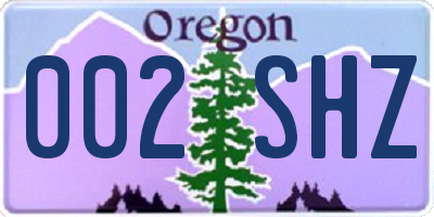 OR license plate 002SHZ