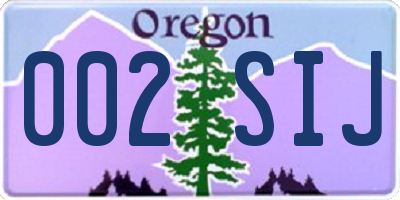OR license plate 002SIJ