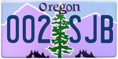 OR license plate 002SJB