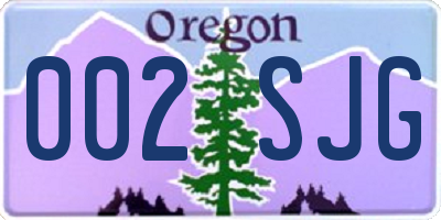 OR license plate 002SJG