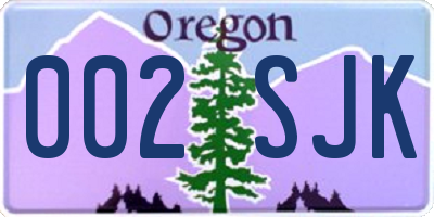 OR license plate 002SJK