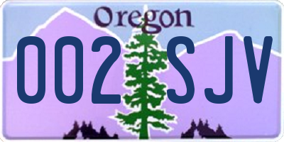 OR license plate 002SJV