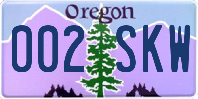 OR license plate 002SKW