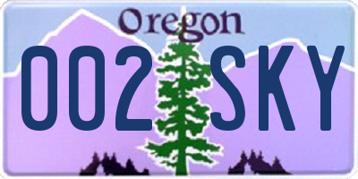 OR license plate 002SKY