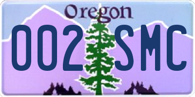 OR license plate 002SMC