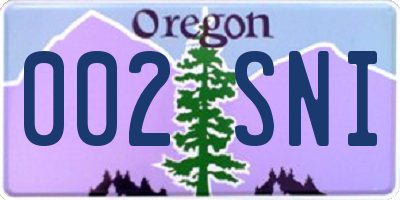 OR license plate 002SNI
