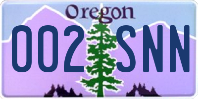 OR license plate 002SNN