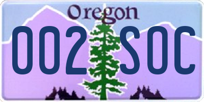 OR license plate 002SOC