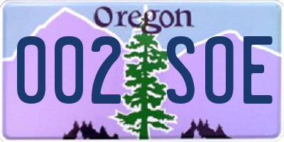 OR license plate 002SOE
