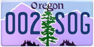 OR license plate 002SOG