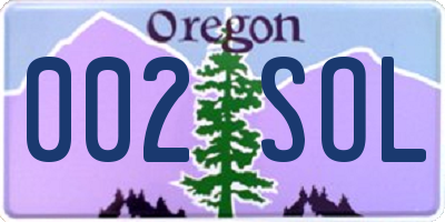 OR license plate 002SOL