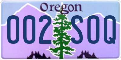 OR license plate 002SOQ