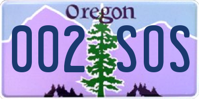 OR license plate 002SOS