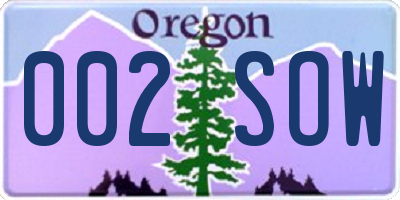 OR license plate 002SOW