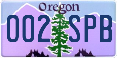 OR license plate 002SPB