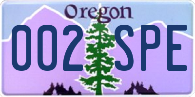 OR license plate 002SPE