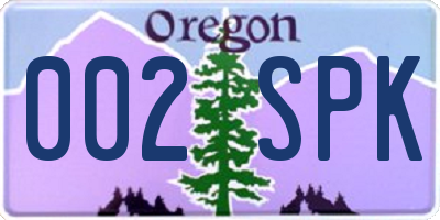 OR license plate 002SPK
