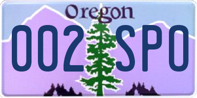 OR license plate 002SPO