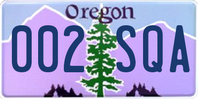OR license plate 002SQA