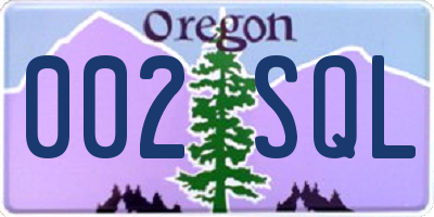 OR license plate 002SQL