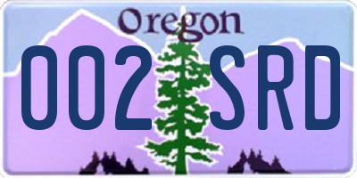 OR license plate 002SRD