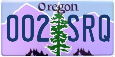 OR license plate 002SRQ