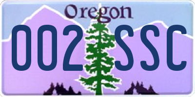 OR license plate 002SSC