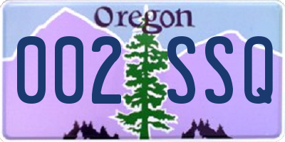 OR license plate 002SSQ