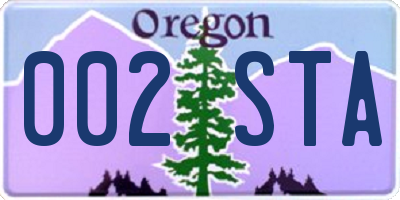 OR license plate 002STA