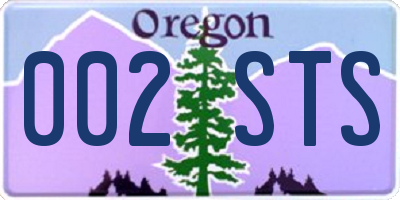 OR license plate 002STS