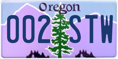 OR license plate 002STW