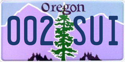 OR license plate 002SUI