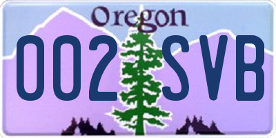 OR license plate 002SVB