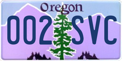 OR license plate 002SVC