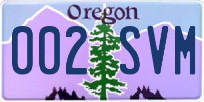OR license plate 002SVM