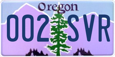 OR license plate 002SVR