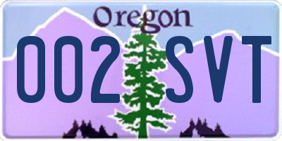 OR license plate 002SVT