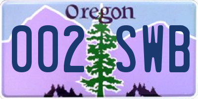 OR license plate 002SWB