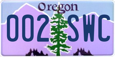 OR license plate 002SWC