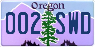 OR license plate 002SWD