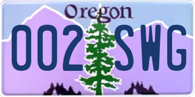 OR license plate 002SWG