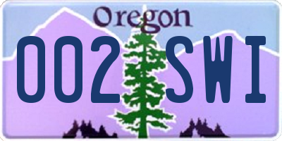 OR license plate 002SWI