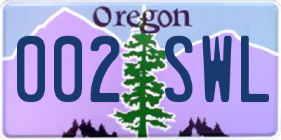 OR license plate 002SWL
