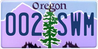 OR license plate 002SWM