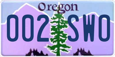 OR license plate 002SWO