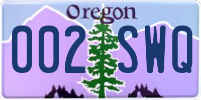 OR license plate 002SWQ
